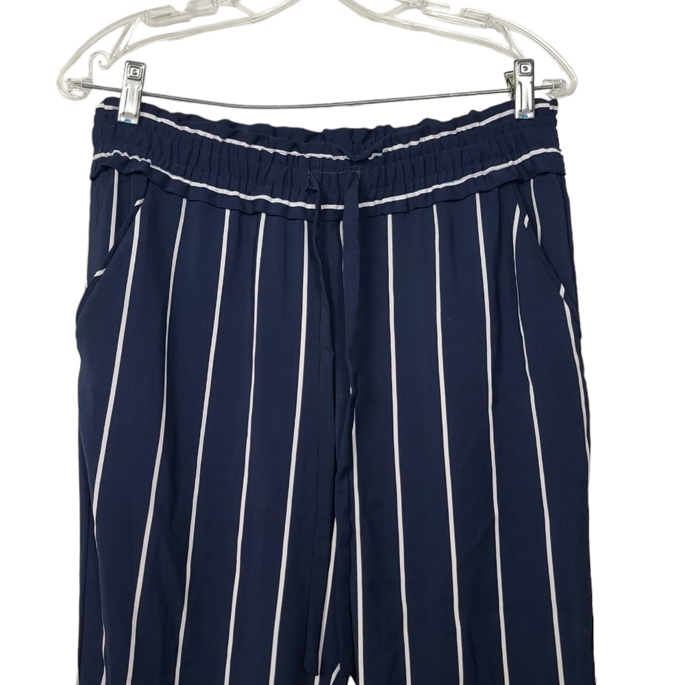 Zara Trafaluc White Blue Striped Pants M - Picture 2 of 7